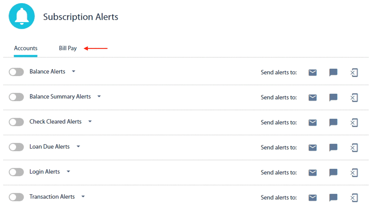 Subscription Alerts screen