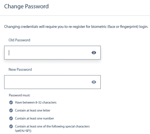 Change password from old to new