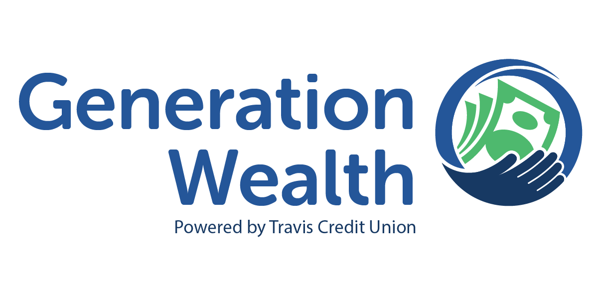 Generation Wealth logo, powered by Travis Credit Union